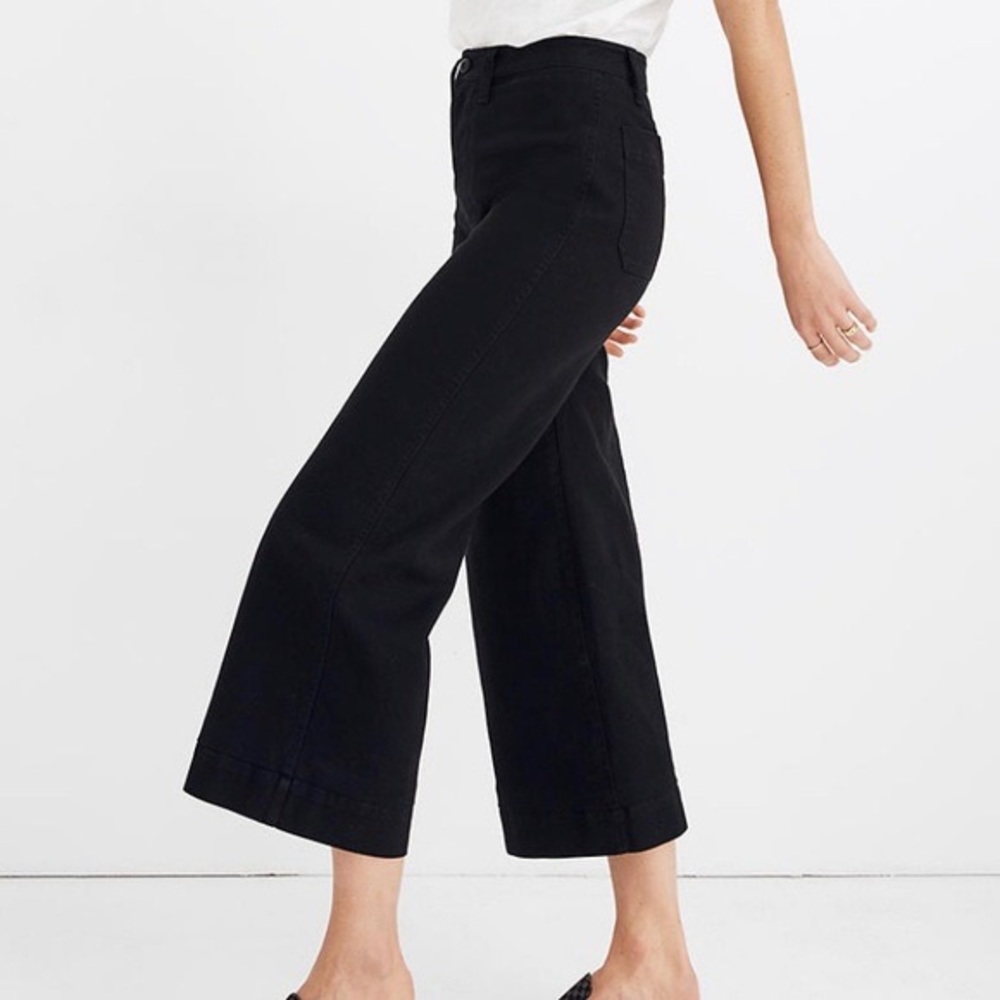 Madewell Emmett Wide Leg Crop Jeans in Black Size 27